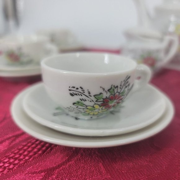 Jaymar‎ 22 Piece China Porcelain Toy Tea Set Floral Japan Pretend Play Vintage - Picture 2 of 16